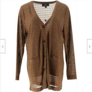 Dennis Basso Textured Knit Button Front Cardigan